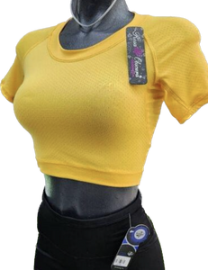 t-shirt crop manga corta amarillo