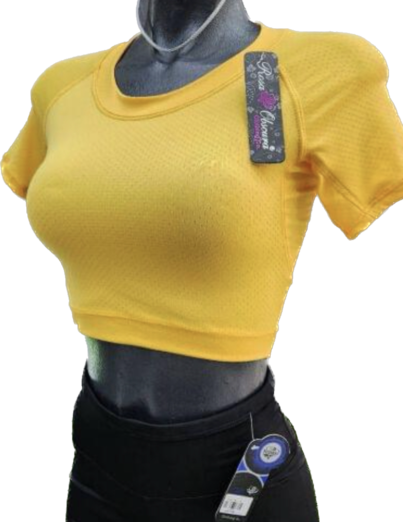 t-shirt crop manga corta amarillo