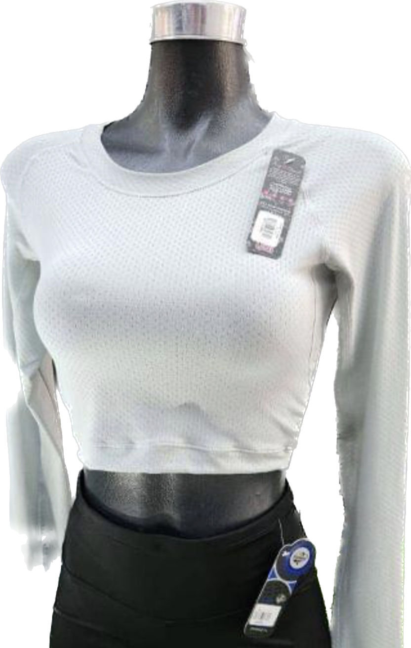 t-shirt crop manga larga blanco